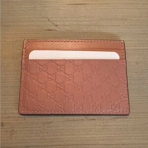 Authentic Gucci Pink Leather Microguccissima New Card Holder Case Wallet